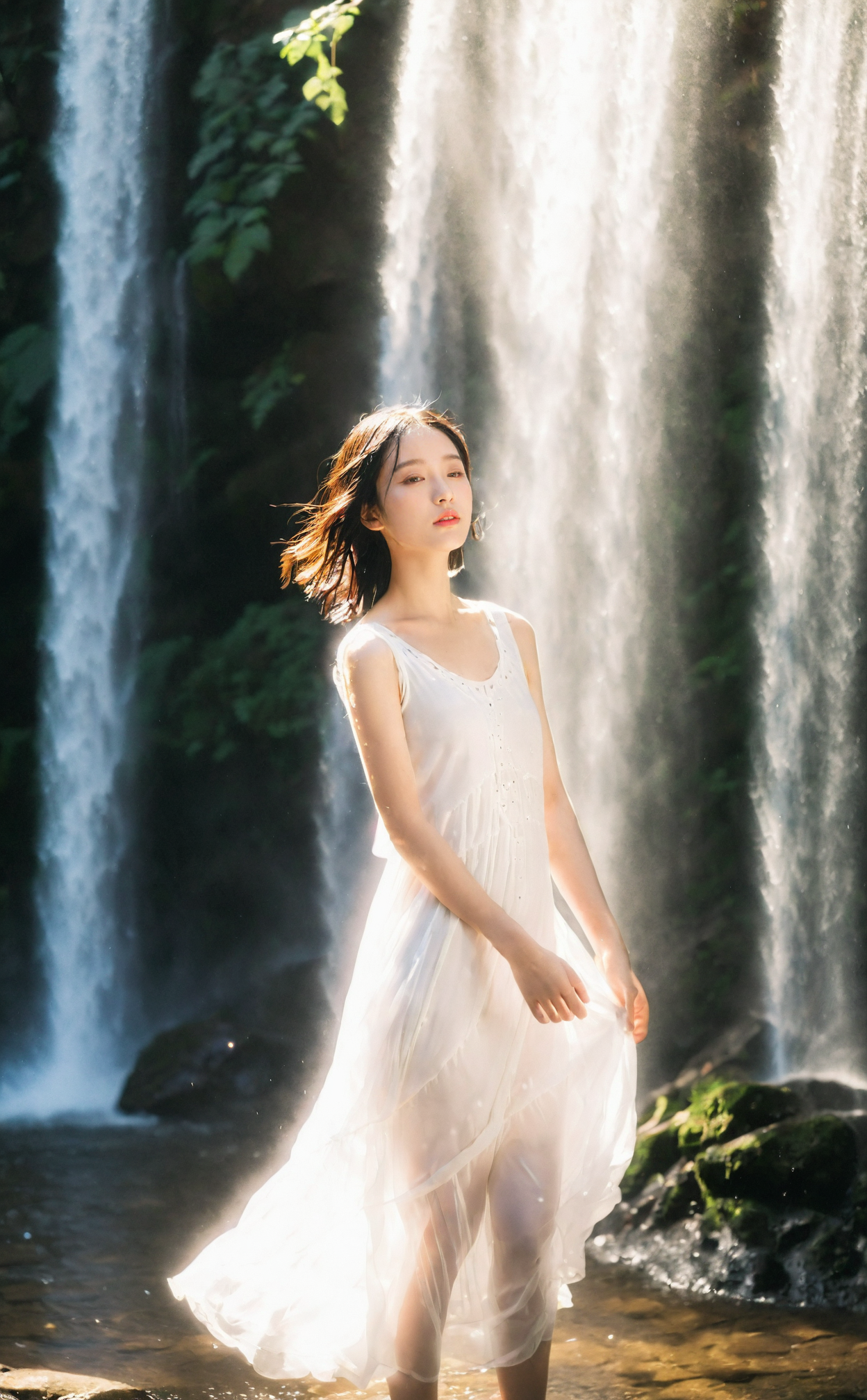 04790-4039956746-mugglelight, a girl in a flowing white dress, standing under a cascading waterfall, backlit by the sunlight, water droplets spar.png